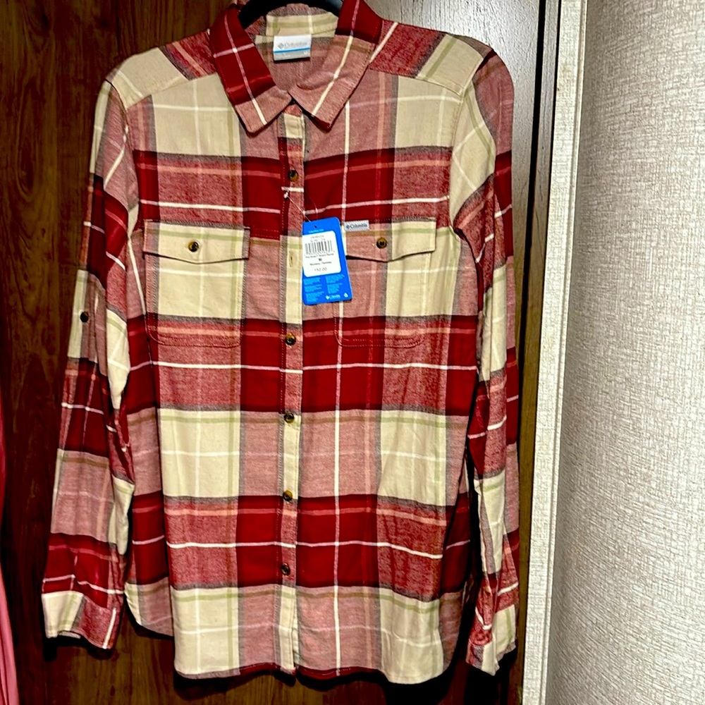 Women’s Columbia Stretch Flannel Button Down Shirt M